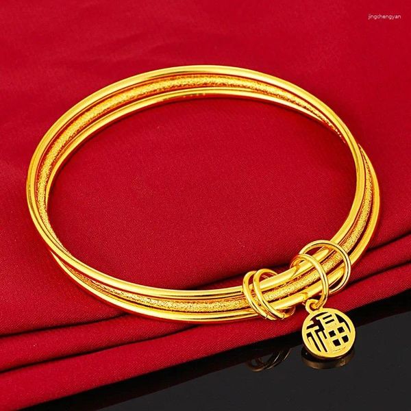 Brazalete Tienda De Oro Dorado Pulsera Sansheng III Yue Nansha Círculo De Arena Fina Moda Fu Accesorios De Personajes Mano De Mujer