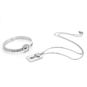 Bracelet filles garçons amour serrure ensemble Couples titane acier vacances cadeau bijoux quotidiens romantique mode Bracelet collier clé pendentif fête