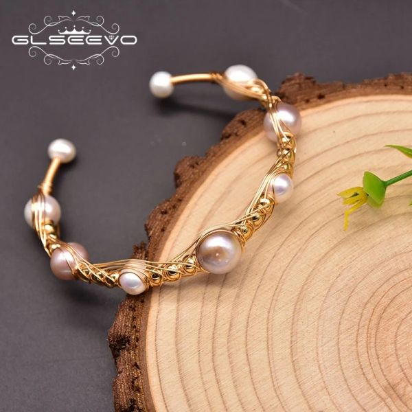 Bracelet Glseevo Natural Eau de nouage en eau de perle Bracelets Bracelets Bangles Femmes classiques Style indien Fine Bijoux Wedus GB0935