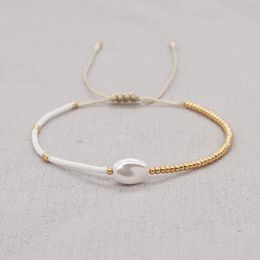 Bracelet Go2BoHo Faux Blanc Baroque Bracelet Couleur Contraste Miyuki Perles De Rocaille Réglable Simple Bracelets pour Femme Bijoux De Mode Cadeau 230907