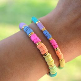 Bangle Go2boho Heishi vriendschap armband polymeerklei 4mm 6mm kralen armband regenboog kleurrijke zomer strand stijl vriend cadeau 230904