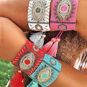 Bangle Go2boho Turkije boze oog armband Miyuki Green Eye armbanden voor vrouwen cadeau kwast sieraden Mexicaanse mode Pulseras sieraden