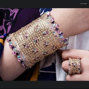 Bangle GODKI Luxe Holle Kant 4 STUKS Armband Ring Oorbel Set Voor Vrouwen Wedding Bridal Zirkoon Afrikaanse//Dubai sieraden Raym22