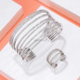 Brazalete GODKI Tendencias de lujo Crossover Mensaje Pulsera Anillo Conjuntos de superposición Set Mujer Boda Zirconia Dubai Pulsera para fiesta 240319