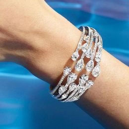 Bracelet GODKI large bracelet de manchette audacieux pour les femmes de mariage Bagutte coupe cubique Zircon cristal CZ Dubai Bracelet avec charmes fête bijoux cadeau