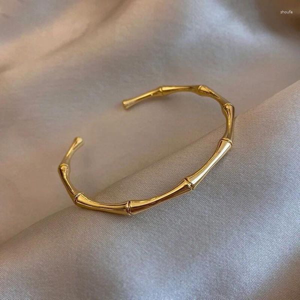 Bangle Gold Color Bamboo Joint Bangles Bracelet Trend For Women Men Romantic Party Gift Fashion Bijoux