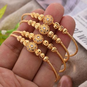 Bangle gouden kleur armbanden voor vrouwen vriendin Ethiopische Afrikaanse Dubai armbanden bruidsfeest bruiloft eenvoudige ingelegde stenen sieraden