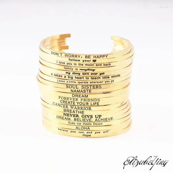 Bracelet en acier en acier inoxydable bracelet bracelet gravé de citation inspirante positive bracelets mantra bracelets pour femmes