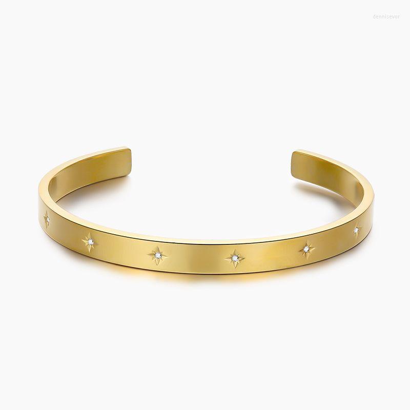 Bangle Gold Color Inlaid Ten Stars Octagonal Women's Open Streamer Birthday Party Gift