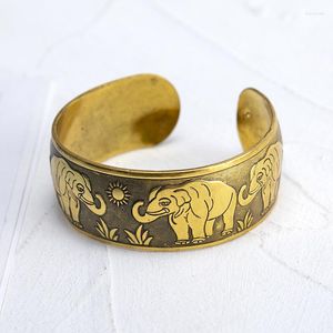 Bangle gouden kleur verzilverde antieke bronzen metalen olifant open voor vrouwen vintage gesneden manchet brede armband sieraden cadeau