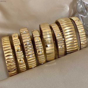 Bracelet élastique en acier inoxydable en or bracele en acier inoxydable pour femmes bracelet large chaîne classique étanche bijouryl240417
