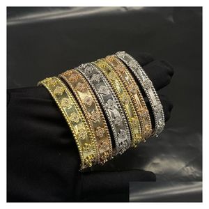 Bangle Gold Designer Armband Vrouwen Zoete Klavers Armbanden Sieraden Plated Fl Crystal Diamond Clover Wedding Party Drop De Dhfvm