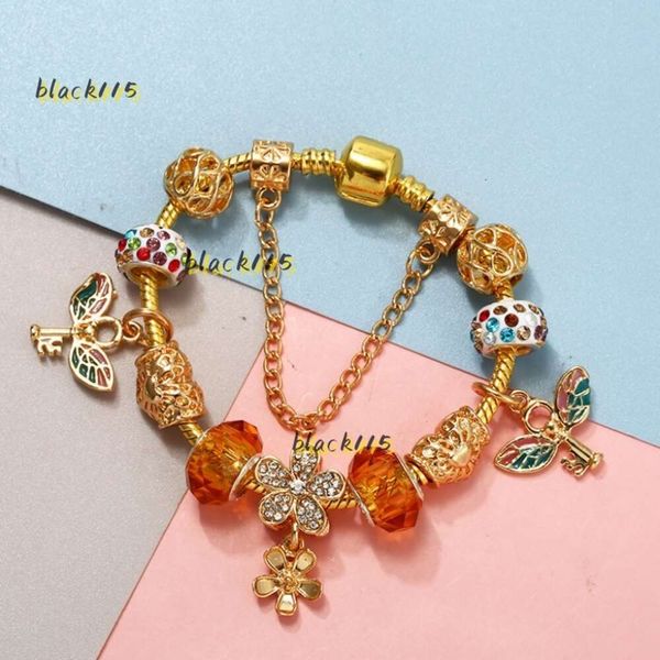 Bracelet plaqué or marque designer style bricolage cristal fleur de prunier pendentif bracelets de haute qualité cadeaux d'amour bijoux femmes bracelet de charme en gros 2024