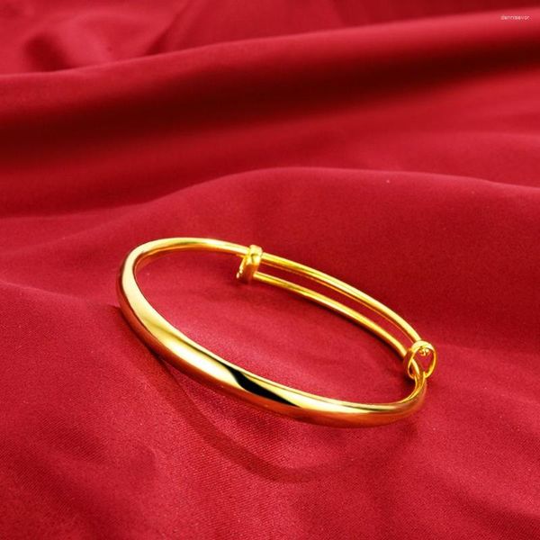 Brazalete chapado en oro, brazaletes para mujer, pulsera redonda suave, pulsera ajustable, Puseira Femme, joyería de alta calidad, regalo de fiesta