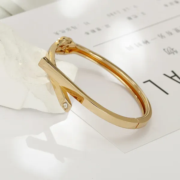 Bangle Gold Fashion Bangles Aloy Simple Opened Irregular Geometry Bracelet de primavera gruesa para mujeres joyas