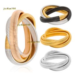 Brazalete de oro astilla 2024 Pulsera elástica de tres capas de acero inoxidable Pulsera chapada en oro de 18 quilates Elemento de hiphop Joyería Diámetro de alambre Diseñador Pulsera de fiesta Regalo