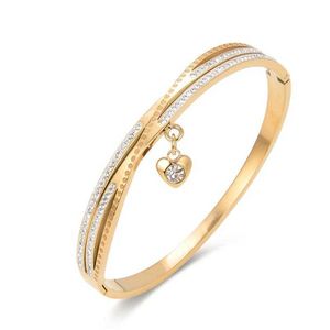 Bracelet en acier inoxydable doré Bracelet Fritillaria Zircon accessoires pour femmes s bijoux de mode Bracelets durs pour femmes