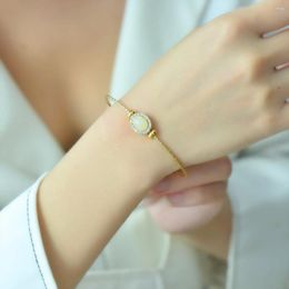 Bangle Golden Tension Mount Tian Jade damesarmbanden verstelbare metalen kettingarmband sieraden cadeau