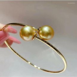 Bracelet magnifique énorme 10-11mm rond Bracelet de perles dorées de la mer du Sud 14K bijoux finsfabrication de bijoux
