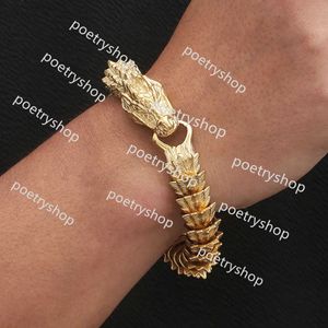 Bracelet gothique animal dragon corps chaîne bracelet pour hommes solide 14k or jaune bracelets pour hommes poignet sur la main bijoux accessoires vintage