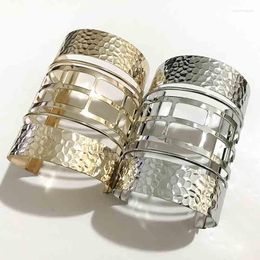 Bangle Gothletic Gold/Rhodium Color Big Geometric Cuff brede Hollow Out armbanden armbanden voor vrouwen Fashion Jewelry 65x88mm