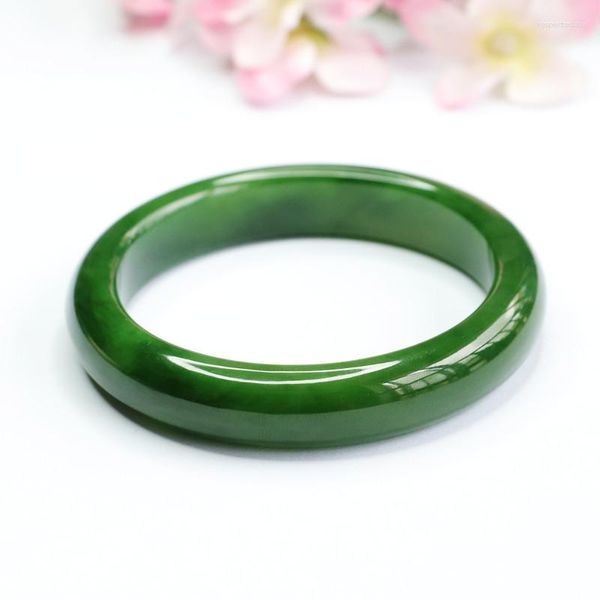 Brazalete Grado A Jade verde Nefrita Mujeres Piedra preciosa curativa Joyería fina Genuino Hetian Jades Brazaletes Pulseras de piedra natural