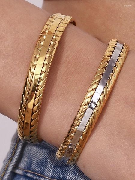 Bracelet Greatera 316L Bracelets torsadés en acier inoxydable pour femmes et hommes, Bracelets plaqués or 18 carats, bijoux étanches 2023