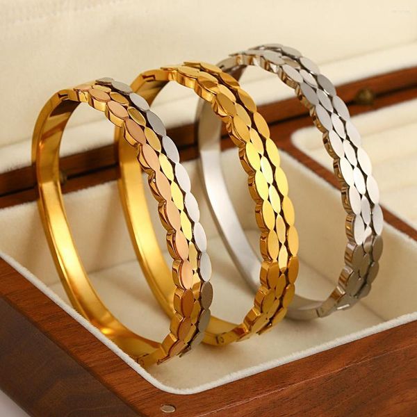 Bracelet Greatera acier inoxydable tricolore ovale bracelets Bracelets pour femme plaqué or métal géométrique minimaliste bijoux 2023