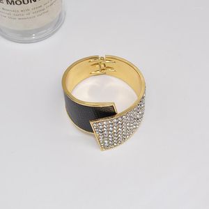 Bracelet GSOLD Mode Cristal Strass Chunky Wrap Large Manchette Bracelets Pour Femmes De Luxe Doré Ouvert Bracelets En Cuir Bijoux Métalliques