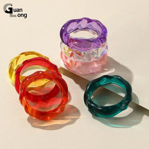 Bracelet GuanLong tendance mode résine transparente acrylique bracelets pour femmes géométrie ronde Bracelet spirale épais Grils bijoux