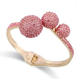 Bracelet Hahatoto spécial 3 diamants CZ complets mode cristal bracelet manchette déclaration pour femmes filles fête bijoux 4 couleurs