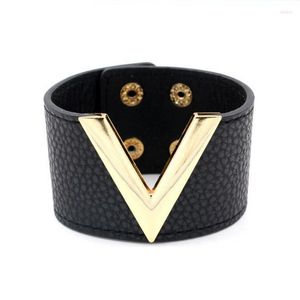 Brazalete Joyería de mano Pulsera de cuero grande Simple Todo-fósforo MS OL V Palabra ancha para mujer Brazalete ajustable