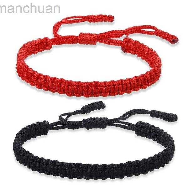 Brazalete hecho a mano negro rojo grueso cuerda nudo pulsera para mujeres hombres estilo étnico retro tibetano Buda cadena trenzada pareja amistad joyería ldd240312