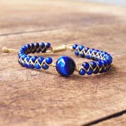 Bracelet fait à la main bricolage pierre naturelle charme chaîne Bracelet bleu oeil de tigre pierre perles chaîne tressé Yoga Bracelet Bracelet femmes hommes bijoux 230620