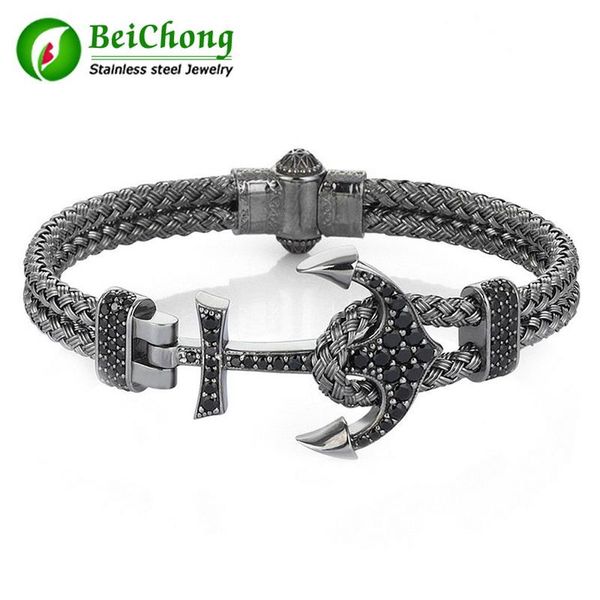 Brazalete de joyería hecha a mano, brazaletes de artillería de Atolyestone con cierre magnético de ancla, pulsera única