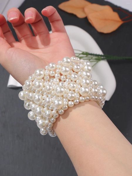 Brazalete de perlas hechas a mano brazalete para mujeres con joyería de ropa de boda femenina