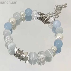 Bangle Harajuku Pentagram Parel Kralen Armbanden voor Vrouwen 2023 Koreaanse Esthetische Leuke Ster Blauw Glazen Bal Armbanden Y2k Sieraden Geschenken ldd240312