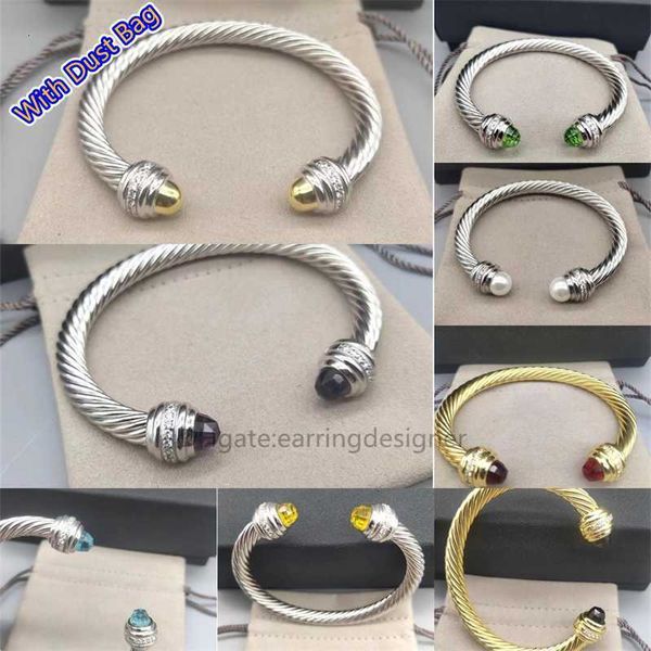 bracelet tête femme bracelet femme épais bracelets 7mm rond designer bijoux de charme de luxe bracelet de séparation de couleur en argent sterling avec sac à poussière plaqué or 18 carats