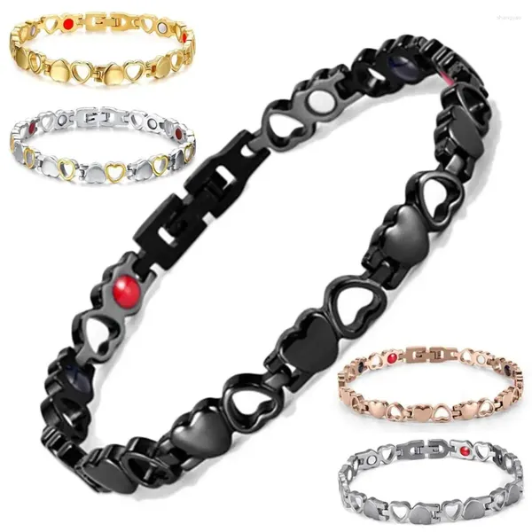 Bracelet Femmes en bonne santé Men Drainage Lymphe Détox Relief arthrite titane Steel Heart Bracelet magnétique