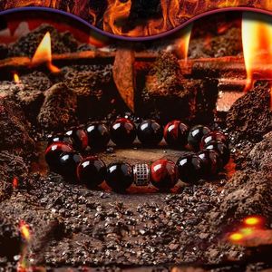 Bangle Hell Fire Series 5a Natural Red Yellow Tiger Eye Stone Bread Bracelet Male Femelle Femelle Obisidain Yoga Méditation Reiki Healing Jewelryl231220