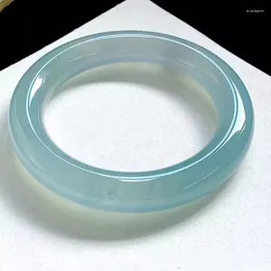 Bangle High Blue Water Round Stripe Floating Floating Jade Bracelet Quartz Rock Sky Clear