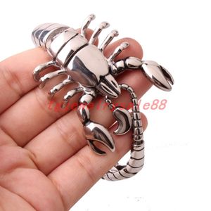 Bracelet Haute Polissage Argent Couleur Scorpion Modèle Bracelets Biker Hommes Mode Manchette Bijoux Bracelets En Acier Inoxydable 8.26 