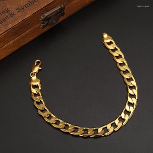 Bracelet haute qualité Bracelet en or hommes bijoux en gros couleur à la mode 21 CM 9 MM d'épaisseur cubain lien chaîne Bracelets garçon cadeaux
