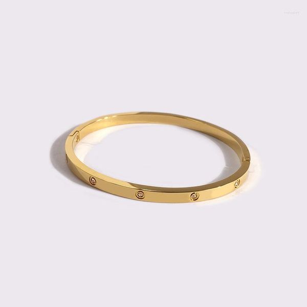 Bracelet en acier au titane de haute qualité 17 cm Bracelet en Zircon lisse pour les femmes bijoux de marque (DJ2023)