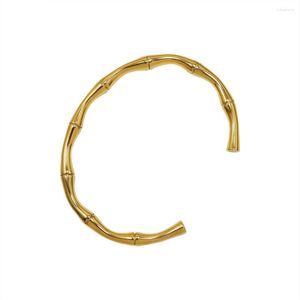 Bangle Hoge Kwaliteit Bamboe Knopen Manchet Armbanden Voor Vrouwen Accessoires Eenvoudige Goud Kleur Titanium Staal Koppels Sieraden Vriendschap Geschenken