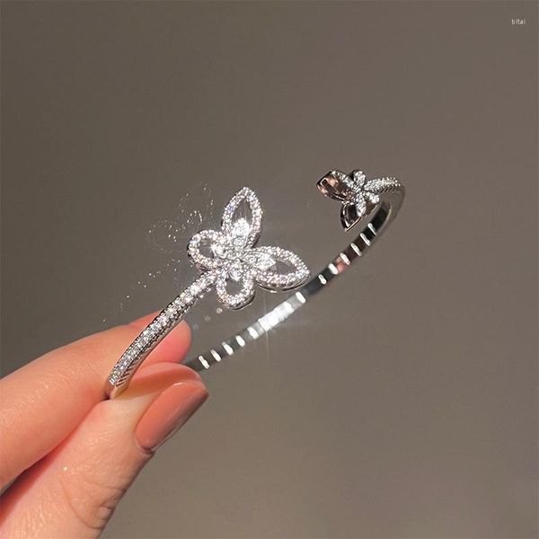 Bracelet de haute qualité creux papillon ouvert bracelets pour femmes marque de mode bijoux bracelets en cristal délicats