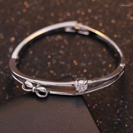 Bracelet Bracelet En Métal De Haute Qualité Argent Plaqué Rond Zircone Bowknot Bow Bracelets Et Bracelets Pour Les Femmes