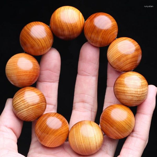 Brazalete de alta calidad, pulsera hecha a mano de sándalo Natural, cuentas de madera de Rosario grandes de 30mm para hombre