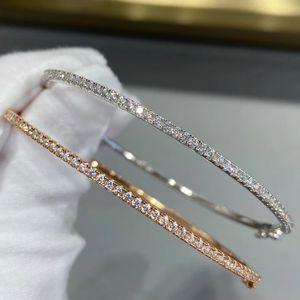 Brazalete de alta calidad de plata pura 925 joyería de lujo para mujer pulsera delgada simple brilla todos los días regalo de cumpleaños 231027