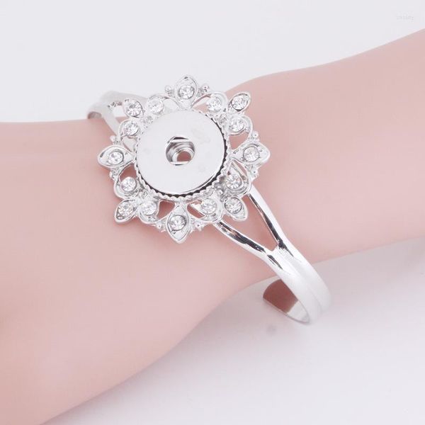Bracelet haute qualité strass 095 fleurs Bracelets interchangeables 18mm bouton pression breloques Bracelets en métal pour femme cadeau